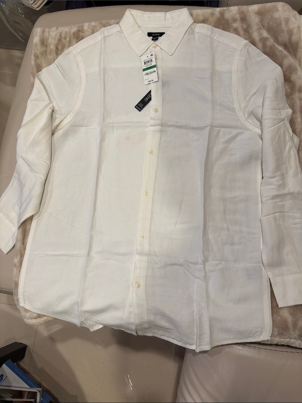 Alfani Men's White Long-Sleeve Button-Down Shirt